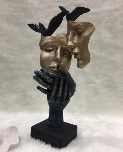 Romantic Lover Couple Statue, Modern Lover Couple Decor, Abstract Couple Sculpture, Lover Couple Face Statue, Abstract Romantic Statue