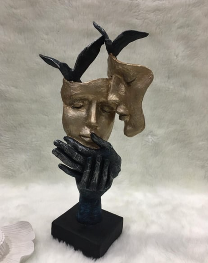 Romantic Lover Couple Statue, Modern Lover Couple Decor, Abstract Couple Sculpture, Lover Couple Face Statue, Abstract Romantic Statue