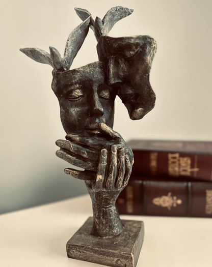 Romantic Lover Couple Statue, Modern Lover Couple Decor, Abstract Couple Sculpture, Lover Couple Face Statue, Abstract Romantic Statue
