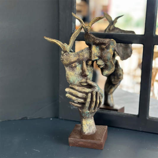 Romantic Lover Couple Statue, Modern Lover Couple Decor, Abstract Couple Sculpture, Lover Couple Face Statue, Abstract Romantic Statue