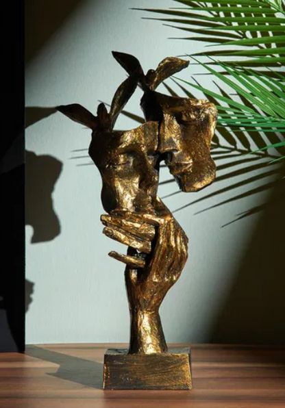 Romantic Lover Couple Statue, Modern Lover Couple Decor, Abstract Couple Sculpture, Lover Couple Face Statue, Abstract Romantic Statue