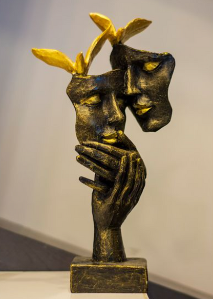 Romantic Lover Couple Statue, Modern Lover Couple Decor, Abstract Couple Sculpture, Lover Couple Face Statue, Abstract Romantic Statue