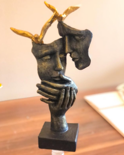 Romantic Lover Couple Statue, Modern Lover Couple Decor, Abstract Couple Sculpture, Lover Couple Face Statue, Abstract Romantic Statue