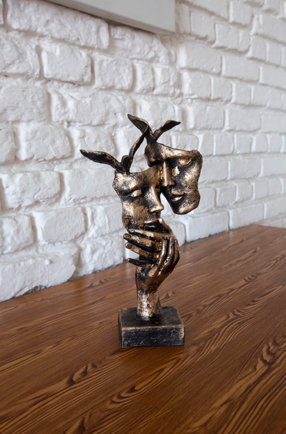 Romantic Lover Couple Statue, Modern Lover Couple Decor, Abstract Couple Sculpture, Lover Couple Face Statue, Abstract Romantic Statue