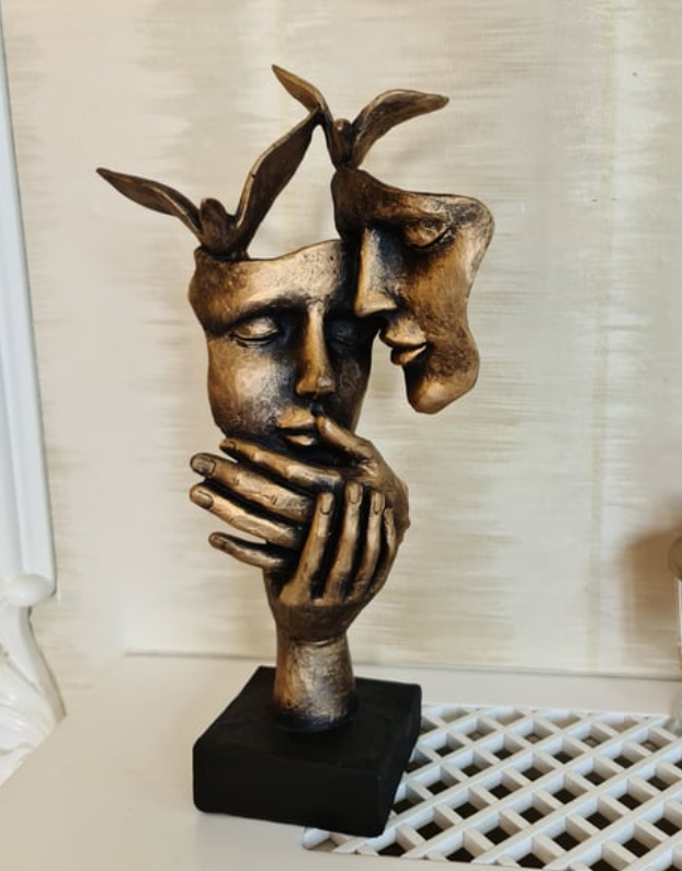 Romantic Lover Couple Statue, Modern Lover Couple Decor, Abstract Couple Sculpture, Lover Couple Face Statue, Abstract Romantic Statue