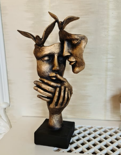 Romantic Lover Couple Statue, Modern Lover Couple Decor, Abstract Couple Sculpture, Lover Couple Face Statue, Abstract Romantic Statue