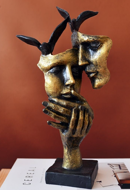 Romantic Lover Couple Statue, Modern Lover Couple Decor, Abstract Couple Sculpture, Lover Couple Face Statue, Abstract Romantic Statue