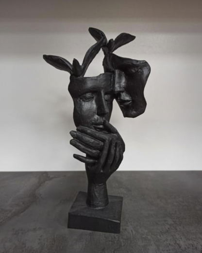Romantic Lover Couple Statue, Modern Lover Couple Decor, Abstract Couple Sculpture, Lover Couple Face Statue, Abstract Romantic Statue