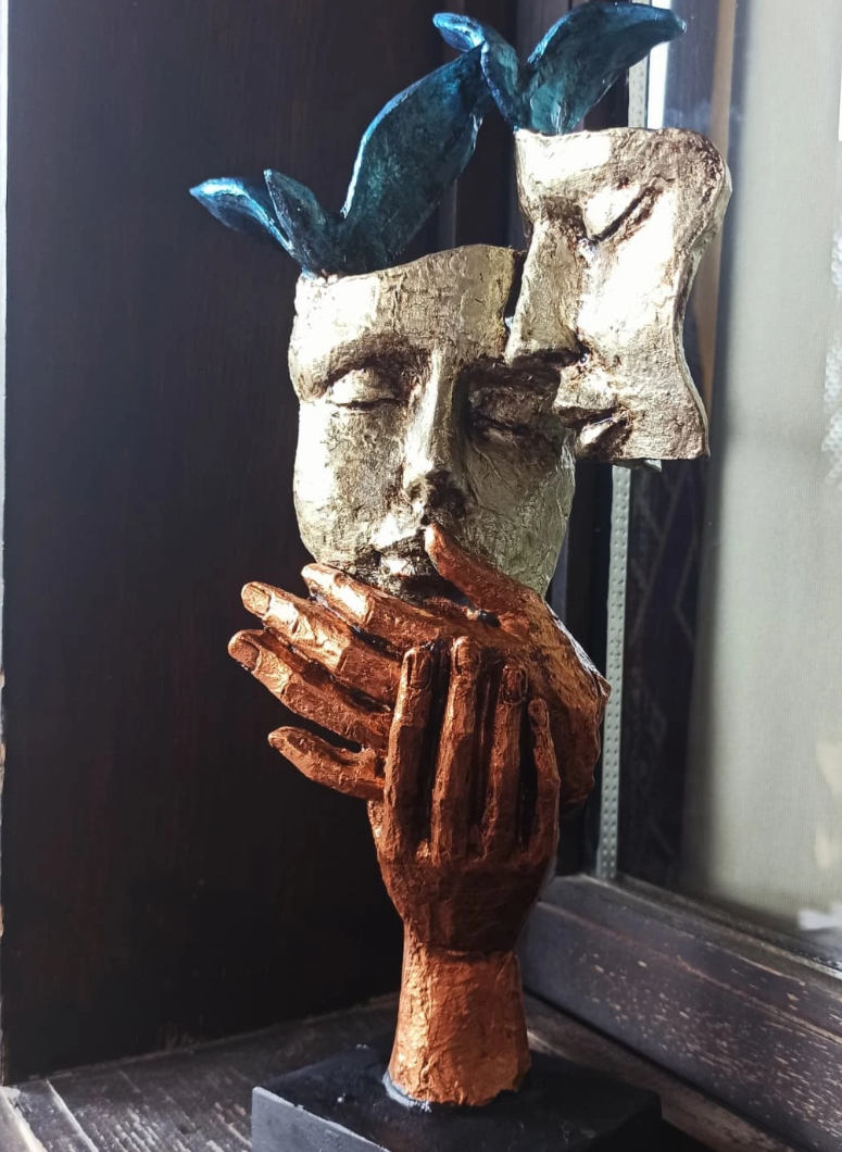 Romantic Lover Couple Statue, Modern Lover Couple Decor, Abstract Couple Sculpture, Lover Couple Face Statue, Abstract Romantic Statue
