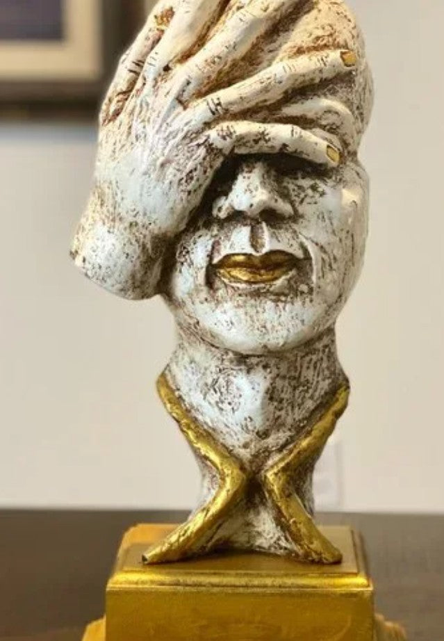 Handmade I Didn’t See Decor, Abstract Face Statue, Modern Art Sculpture, Face Bust