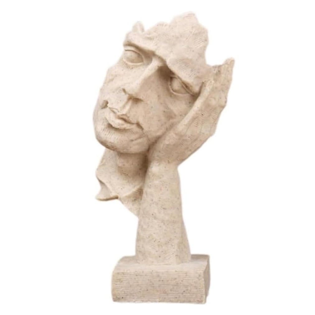 Handmade I Didn’t Hear Decor, Abstract Face Sculpture, Silence Art Statue, Facial Expression Decor