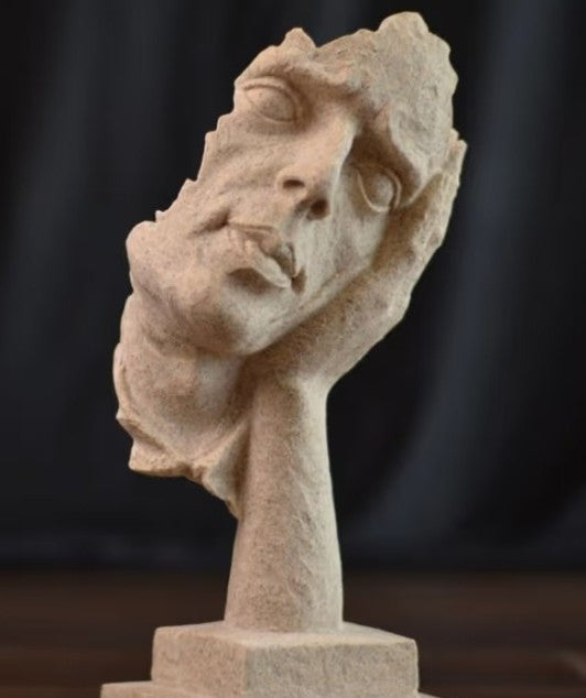 Handmade I Didn’t Hear Decor, Abstract Face Sculpture, Silence Art Statue, Facial Expression Decor