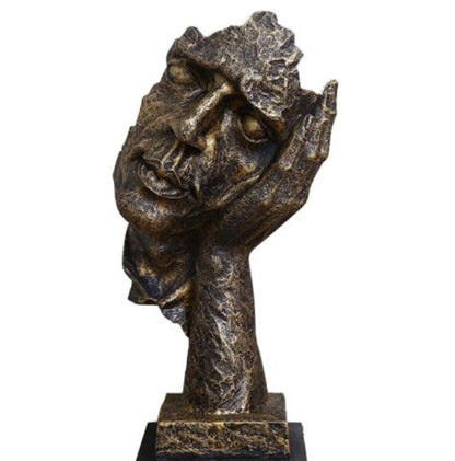 Handmade I Didn’t Hear Decor, Abstract Face Sculpture, Silence Art Statue, Facial Expression Decor