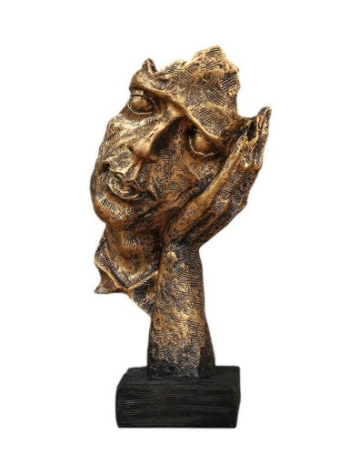 Handmade I Didn’t Hear Decor, Abstract Face Sculpture, Silence Art Statue, Facial Expression Decor