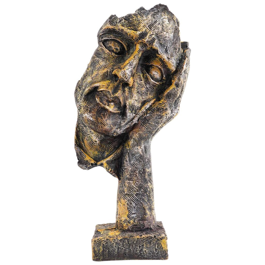 Handmade I Didn’t Hear Decor, Abstract Face Sculpture, Silence Art Statue, Facial Expression Decor