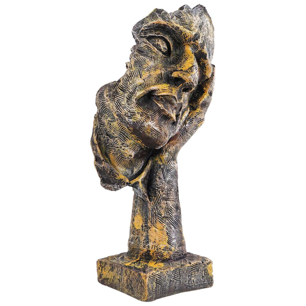 Handmade I Didn’t Hear Decor, Abstract Face Sculpture, Silence Art Statue, Facial Expression Decor