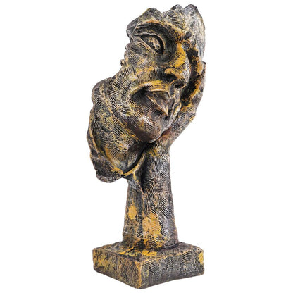 Handmade I Didn’t Hear Decor, Abstract Face Sculpture, Silence Art Statue, Facial Expression Decor