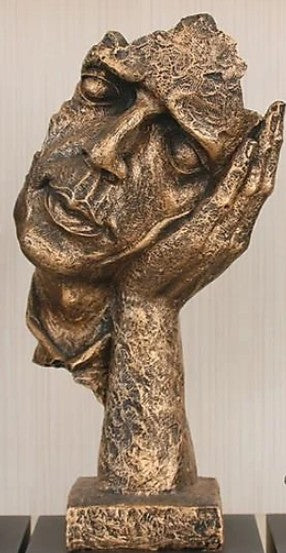 Handmade I Didn’t Hear Decor, Abstract Face Sculpture, Silence Art Statue, Facial Expression Decor