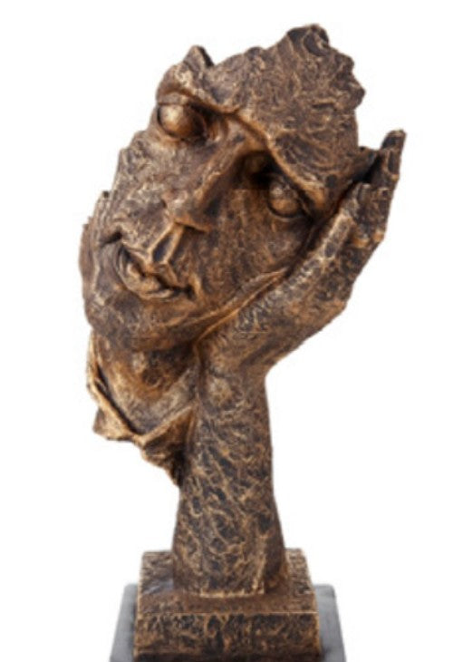 Handmade I Didn’t Hear Decor, Abstract Face Sculpture, Silence Art Statue, Facial Expression Decor