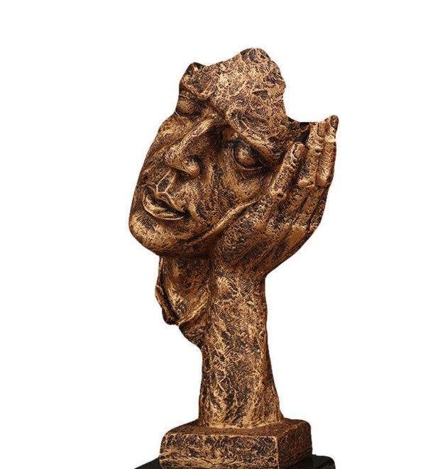 Handmade I Didn’t Hear Decor, Abstract Face Sculpture, Silence Art Statue, Facial Expression Decor