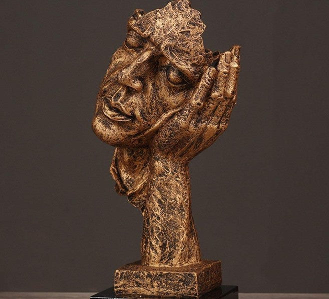 Handmade I Didn’t Hear Decor, Abstract Face Sculpture, Silence Art Statue, Facial Expression Decor