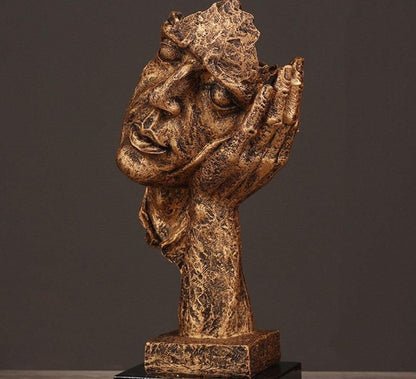 Handmade I Didn’t Hear Decor, Abstract Face Sculpture, Silence Art Statue, Facial Expression Decor