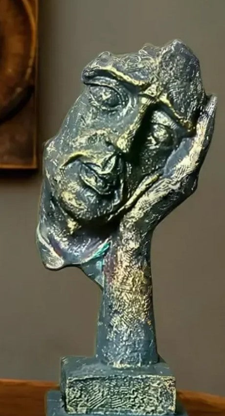 Handmade I Didn’t Hear Decor, Abstract Face Sculpture, Silence Art Statue, Facial Expression Decor