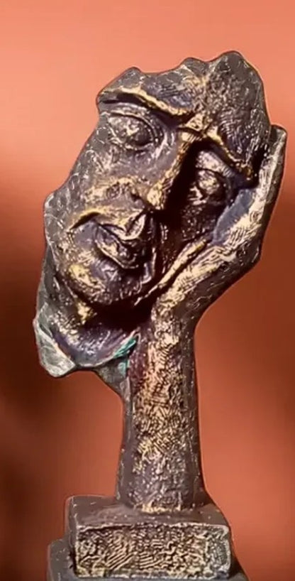 Handmade I Didn’t Hear Decor, Abstract Face Sculpture, Silence Art Statue, Facial Expression Decor