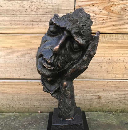 Handmade I Didn’t Hear Decor, Abstract Face Sculpture, Silence Art Statue, Facial Expression Decor