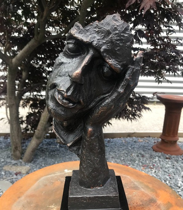 Handmade I Didn’t Hear Decor, Abstract Face Sculpture, Silence Art Statue, Facial Expression Decor