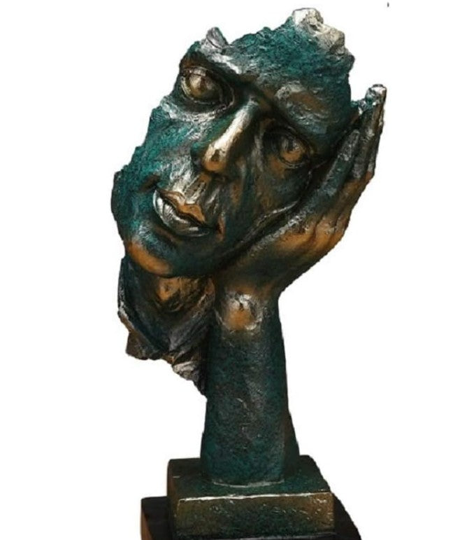 Handmade I Didn’t Hear Decor, Abstract Face Sculpture, Silence Art Statue, Facial Expression Decor