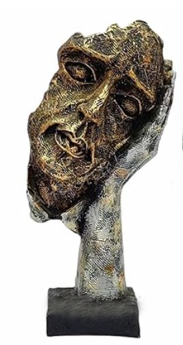 Handmade I Didn’t Hear Decor, Abstract Face Sculpture, Silence Art Statue, Facial Expression Decor