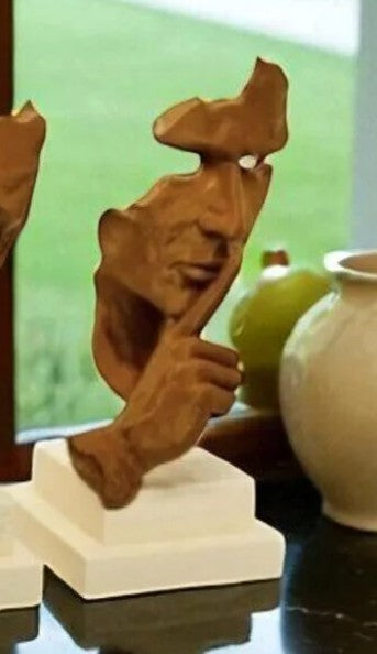 Silence Face Sculpture, Shushing Mask Decor, Abstract Face Statue, Emotional Art Piece