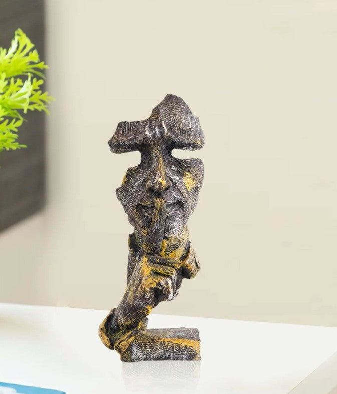 Silence Face Sculpture, Shushing Mask Decor, Abstract Face Statue, Emotional Art Piece