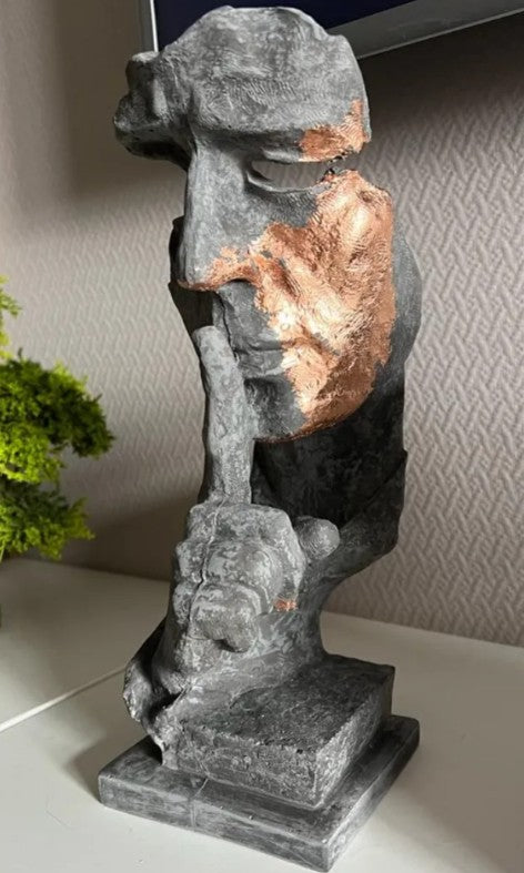 Silence Face Sculpture, Shushing Mask Decor, Abstract Face Statue, Emotional Art Piece