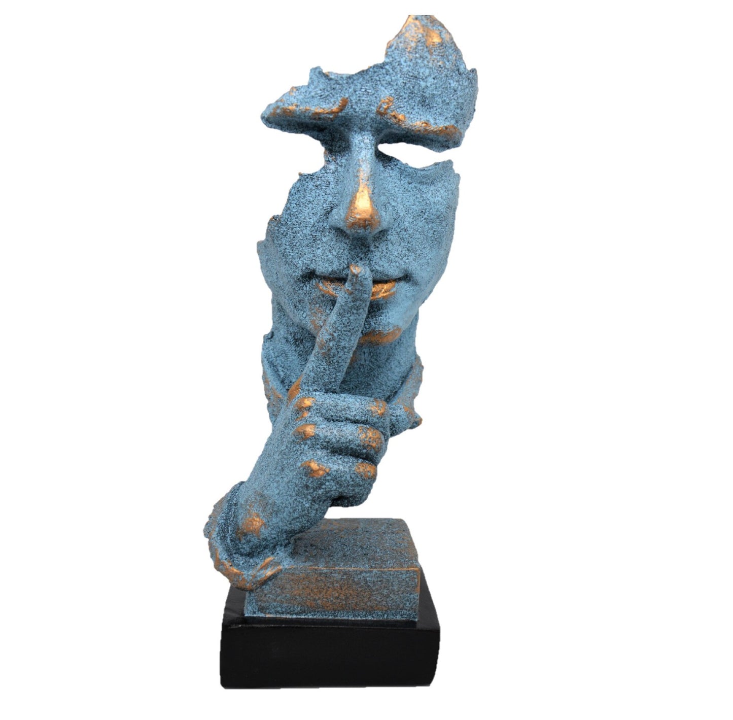 Silence Face Sculpture, Shushing Mask Decor, Abstract Face Statue, Emotional Art Piece