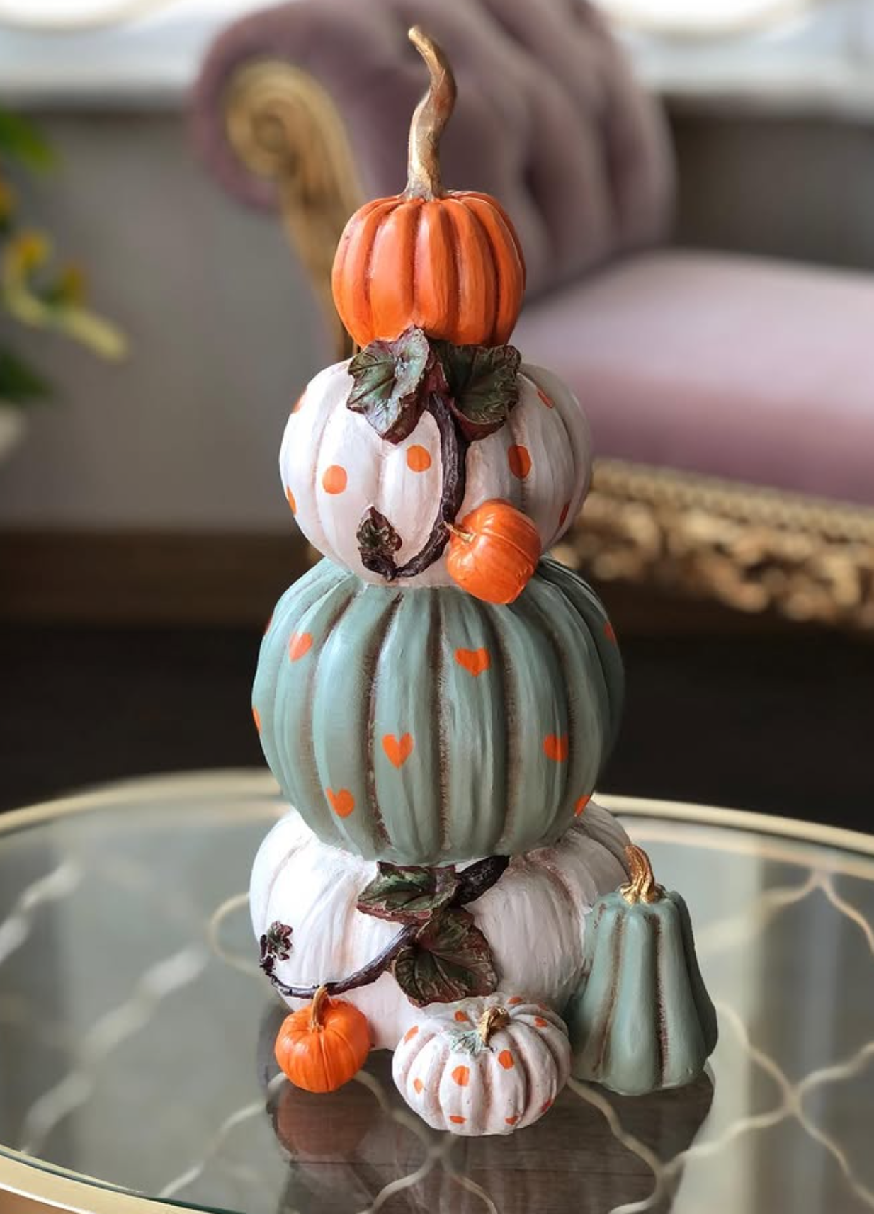 Pumpkin Harvest Decor, Gourd Figurine, Striped Pumpkin Decor, Autumn Gourd Figurine, Seasonal Home Decor, Handmade Harvest Decor, Pumpkin Sculpture, Pumpkin Statue, Pumpkin Decor