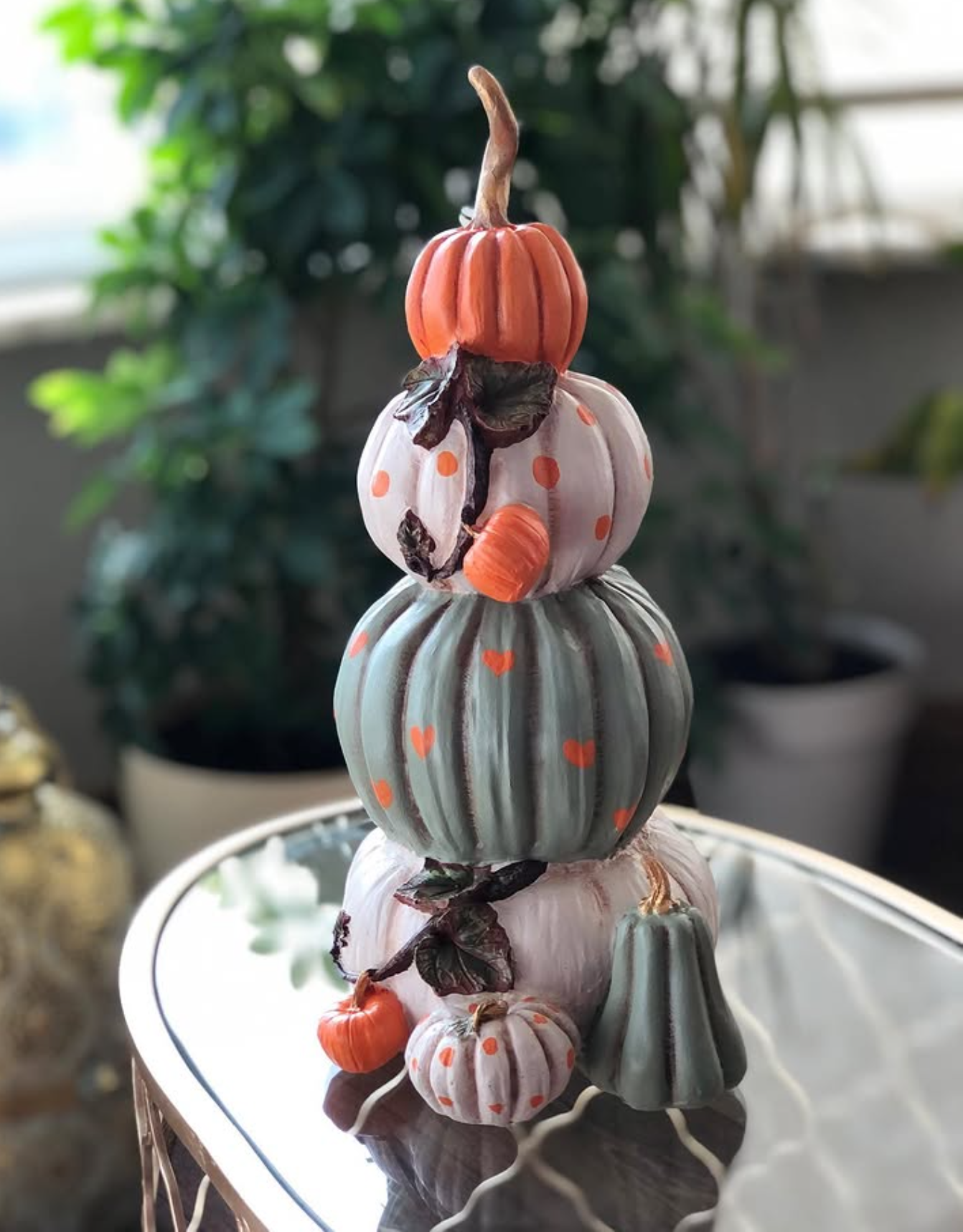 Pumpkin Harvest Decor, Gourd Figurine, Striped Pumpkin Decor, Autumn Gourd Figurine, Seasonal Home Decor, Handmade Harvest Decor, Pumpkin Sculpture, Pumpkin Statue, Pumpkin Decor