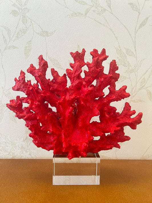 Coral Decor Sculpture On a Crystal Base, Coral Decor, Crystal Base Coral Statue, Coral Home Decor, Elegant Coral Decor, Modern Coastal Decor