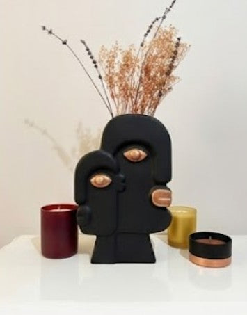Keramikvase mit Gesichtskunst, Blumenvase mit Gesicht, abstrakte Gesichtsskulptur, Vase im nordischen Stil, nordische rustikale Dekoration, Wohnakzente, Picasso-Vase, Gesichtsvase, Gesichtskunstvase, abstrakte Gesichtsvase