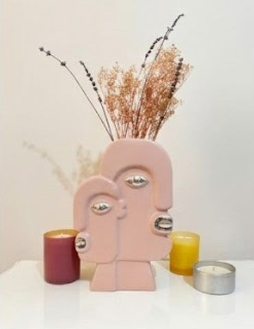 Keramikvase mit Gesichtskunst, Blumenvase mit Gesicht, abstrakte Gesichtsskulptur, Vase im nordischen Stil, nordische rustikale Dekoration, Wohnakzente, Picasso-Vase, Gesichtsvase, Gesichtskunstvase, abstrakte Gesichtsvase
