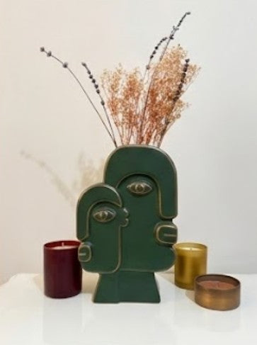 Keramikvase mit Gesichtskunst, Blumenvase mit Gesicht, abstrakte Gesichtsskulptur, Vase im nordischen Stil, nordische rustikale Dekoration, Wohnakzente, Picasso-Vase, Gesichtsvase, Gesichtskunstvase, abstrakte Gesichtsvase