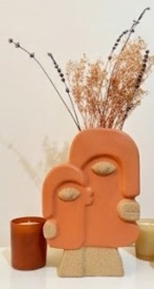 Keramikvase mit Gesichtskunst, Blumenvase mit Gesicht, abstrakte Gesichtsskulptur, Vase im nordischen Stil, nordische rustikale Dekoration, Wohnakzente, Picasso-Vase, Gesichtsvase, Gesichtskunstvase, abstrakte Gesichtsvase