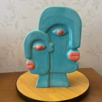Keramikvase mit Gesichtskunst, Blumenvase mit Gesicht, abstrakte Gesichtsskulptur, Vase im nordischen Stil, nordische rustikale Dekoration, Wohnakzente, Picasso-Vase, Gesichtsvase, Gesichtskunstvase, abstrakte Gesichtsvase