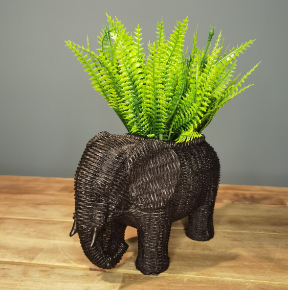 Elephant Shaped Planter Vase, Elephant Planter Pot, Handcrafted Elephant Vase, Animal Shaped Elephant Flower Pot, Cute Elephant Vase