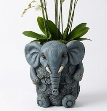 Elephant Planter Vase, Decorative Flower Pot, Polyester Elephant Sculpture, Animal Decor