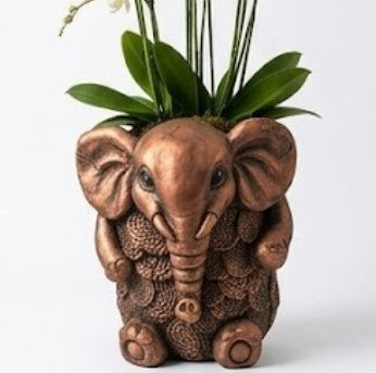 Elephant Planter Vase, Decorative Flower Pot, Polyester Elephant Sculpture, Animal Decor