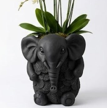 Elephant Planter Vase, Decorative Flower Pot, Polyester Elephant Sculpture, Animal Decor
