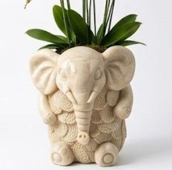 Elephant Planter Vase, Decorative Flower Pot, Polyester Elephant Sculpture, Animal Decor