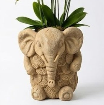 Elephant Planter Vase, Decorative Flower Pot, Polyester Elephant Sculpture, Animal Decor